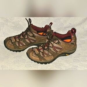 Merrell Siren Sport Vibram GTX Women’s Hiking Shoes Size 7 Brown Tan Red Trail